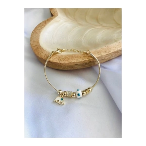 Gold Filli Nazar Boncuklu Taşlı Charm Bileklik