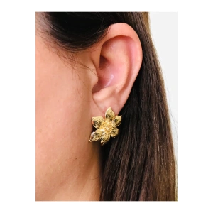 Gold Renk Çiçek Küpe