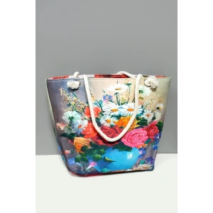 Gül Desenli Plaj Çantası