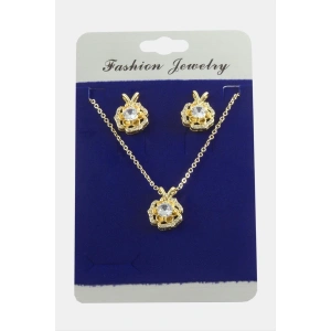 Gül Zirkon Taşlı Set Kolye