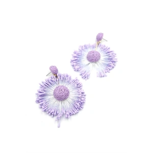 Güneş Hasır Küpe - Mor