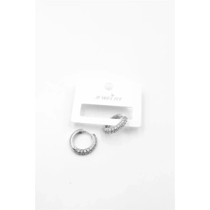 Halka Taşlı Küpe - Gümüş