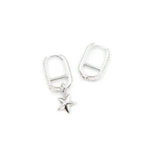 Halka Yıldız Küpe - Gümüş