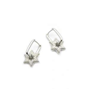 Halka Yıldız Küpe - Gümüş