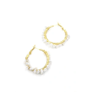 İnci Halka Küpe - Altın