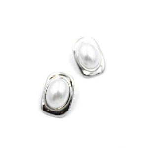 İnci Oval Küpe - Gümüş