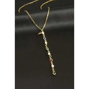 İnci Zirkon Taşlı Çelik Y Kolye