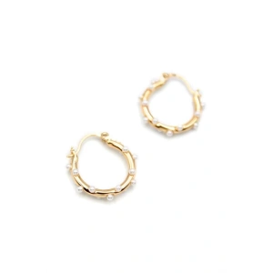 İncili Halka Küpe - Altın