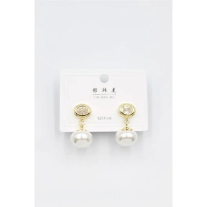 İncili Taşlı Küpe - Altın