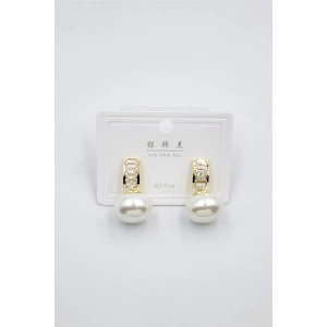 İncili Taşlı Küpe - Altın