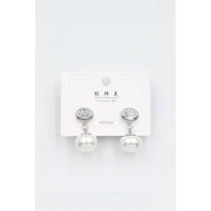 İncili Taşlı Küpe - Gümüş