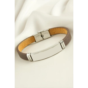 İsim Yazılabilir Deri Çelik Bileklik