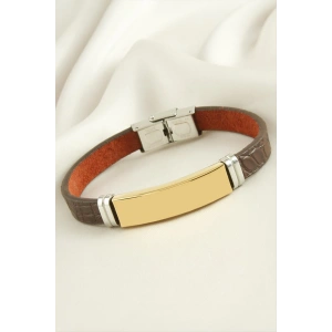 İsim Yazılabilir Deri Çelik Bileklik