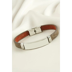 İsim Yazılabilir Deri Çelik Bileklik