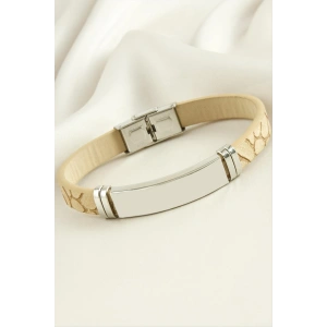 İsim Yazılabilir Deri Çelik Bileklik