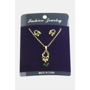 Kalp Fiyong Zirkon Taşlı Set Kolye