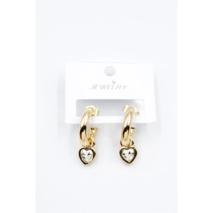 Kalp Halka Küpe - Beyaz