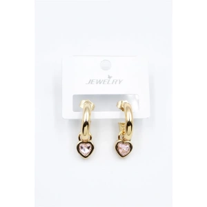 Kalp Halka Küpe - Pembe