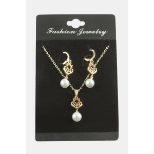 Kalp İnci Zirkon Taşlı Set Kolye