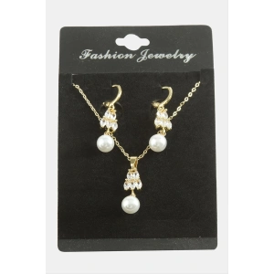 Kalp İnci Zirkon Taşlı Set Kolye