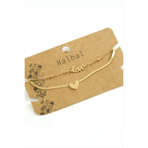 Kalp Love Yazılı Lüks Çelik Halhal