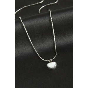 Kalp Sedef Lüks Çelik Kolye