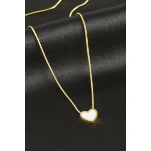 Kalp Sedef Lüks Çelik Kolye