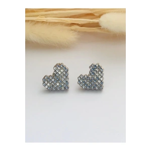 Kalp Tasarım Kristal Küpe