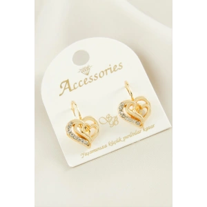 Kalp Taşlı Klipsi Küpe