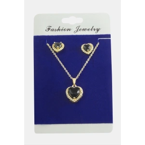 Kalp Zirkon Taşlı Set Kolye