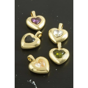 Kalp Zirkon Taşlı Tek Kulplu Aparat 1 Adet