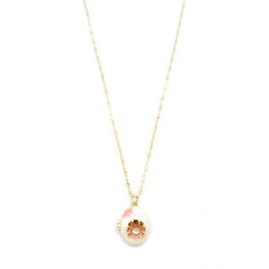 Kapaklı Çiçek Kolye - Altın