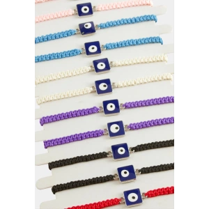 Kare Nazar Makrome Örgülü Bileklik