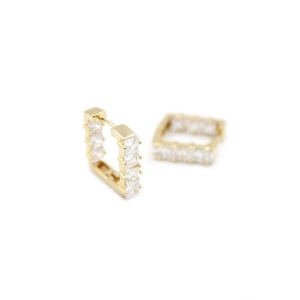 Kare Taşlı Küpe - Altın