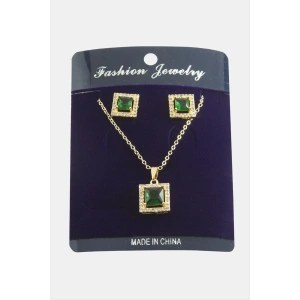 Kare Zirkon Taşlı Set Kolye