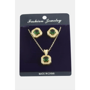 Kare Zirkon Taşlı Set Kolye