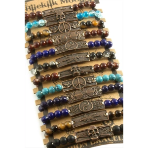 Karışık Aparatlı Cam Taş Makrome Örgü İp Bileklik