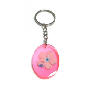 Kartopu Çiçeği Oval Epoksi Anahtarlık