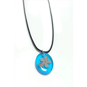 Kartopu Çiçeği Oval Epoksi Kolye