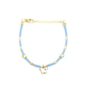 Kelebek Boncuk Bileklik - Açık Mavi