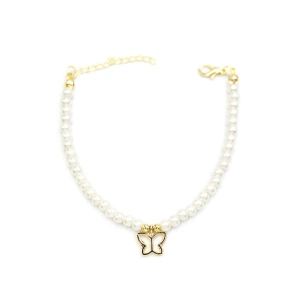 Kelebek İnci Bileklik - Altın