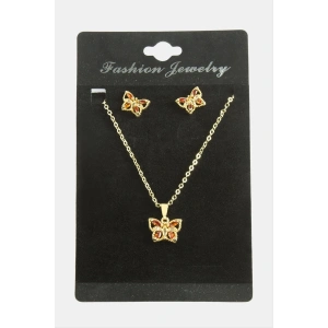 Kelebek Zirkon Taşlı Set Kolye