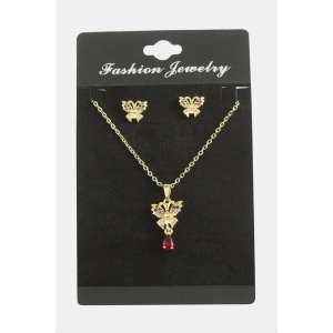 Kelebek Zirkon Taşlı Set Kolye