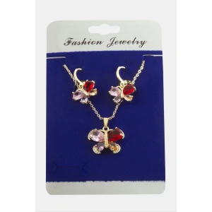 Kelebek Zirkon Taşlı Set Kolye