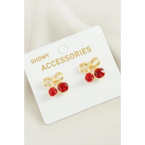 Kiraz Kristal Taşlı Trend Metal Küpe