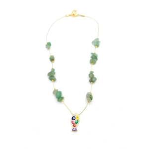 Kırıktaşlı Balık Kolye - Su Yeşili