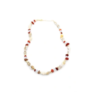 Kırıktaşlı Deniz Kabuğu Kolye - Kırmızı