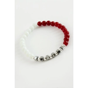 Kırmızı Beyaz Doğaltaş Bileklik 6 mm