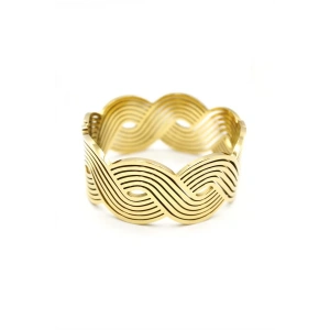 Kıvrımlı Çelik Bilezik - Altın