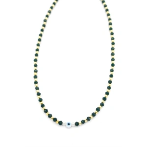 Kristal Boncuklu Kolye - Yeşil